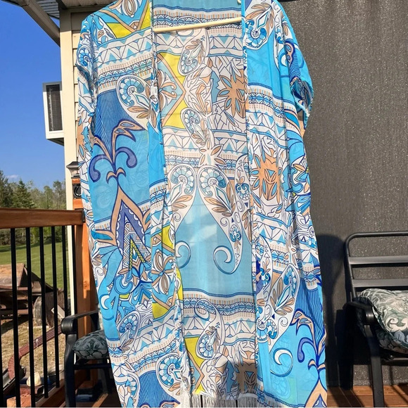 Blue Print Swim Cover  Up - Picture 2 of 4